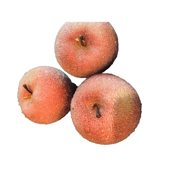 Vintage Beaded Sparkly Apple Kitschy Decor Set of 3  3.5" - Picture 5 of 7